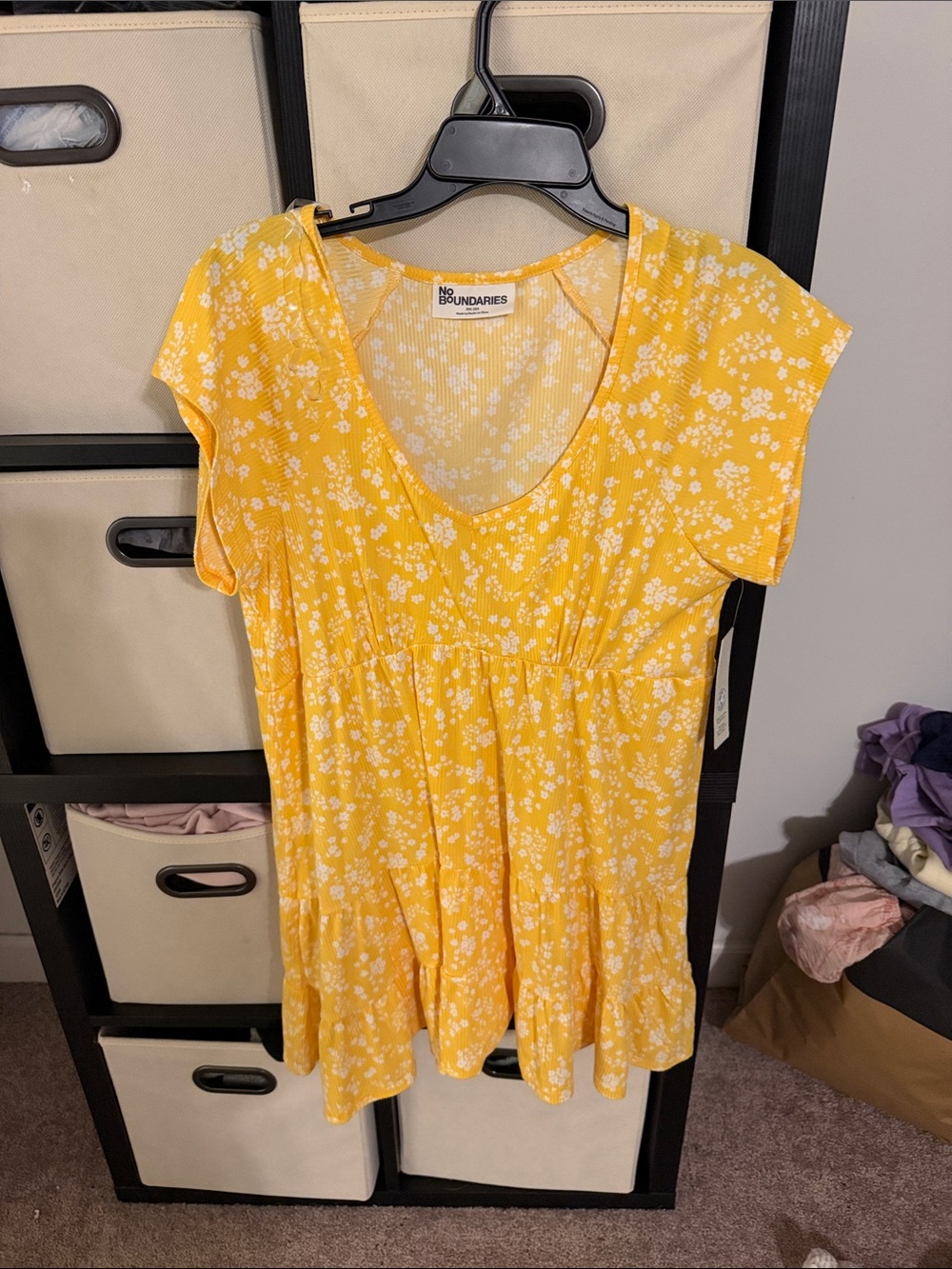 No Boundaries Yellow Floral V-Neck dress